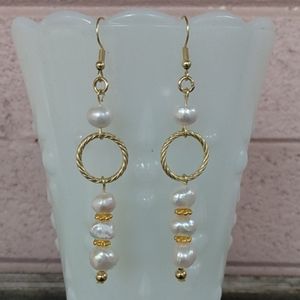 Freshwater Pearl Earrings on Gold Tone